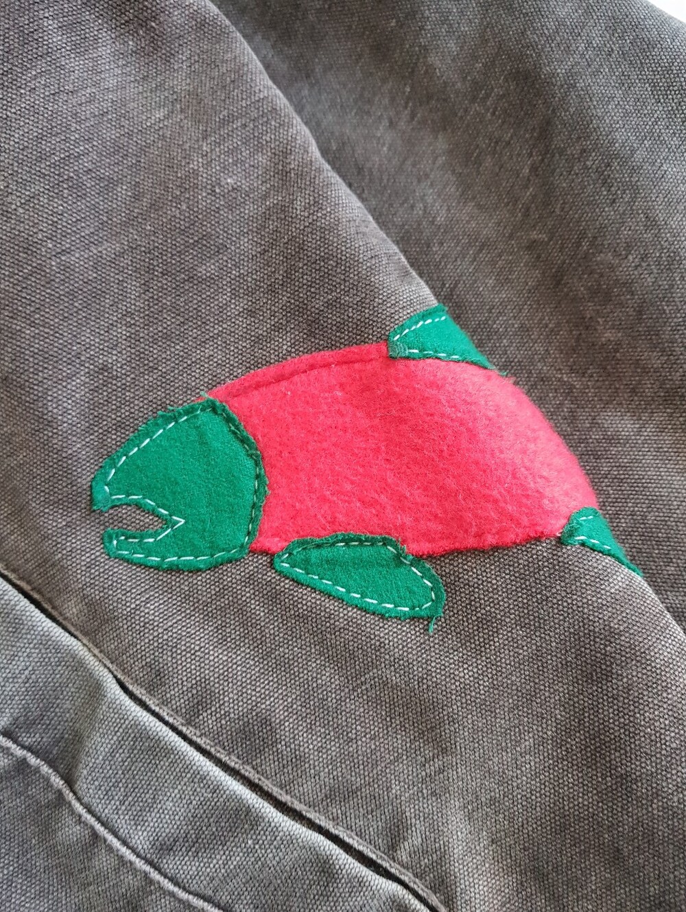 Vintage Upcycled Sockeye Salmon & Grizzly Bear Tough Duck Work Jacket Carhartt - Picture 8 of 16